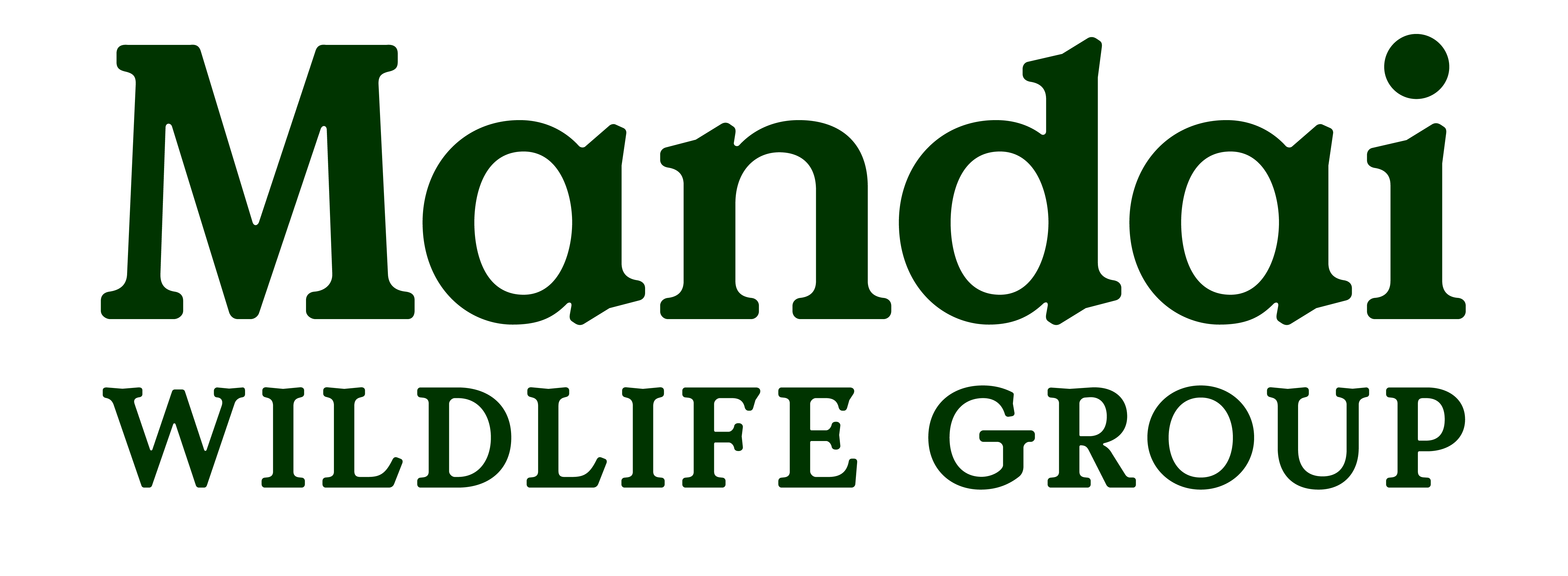 Mandai wildlife group logo. Text written in a forest green color