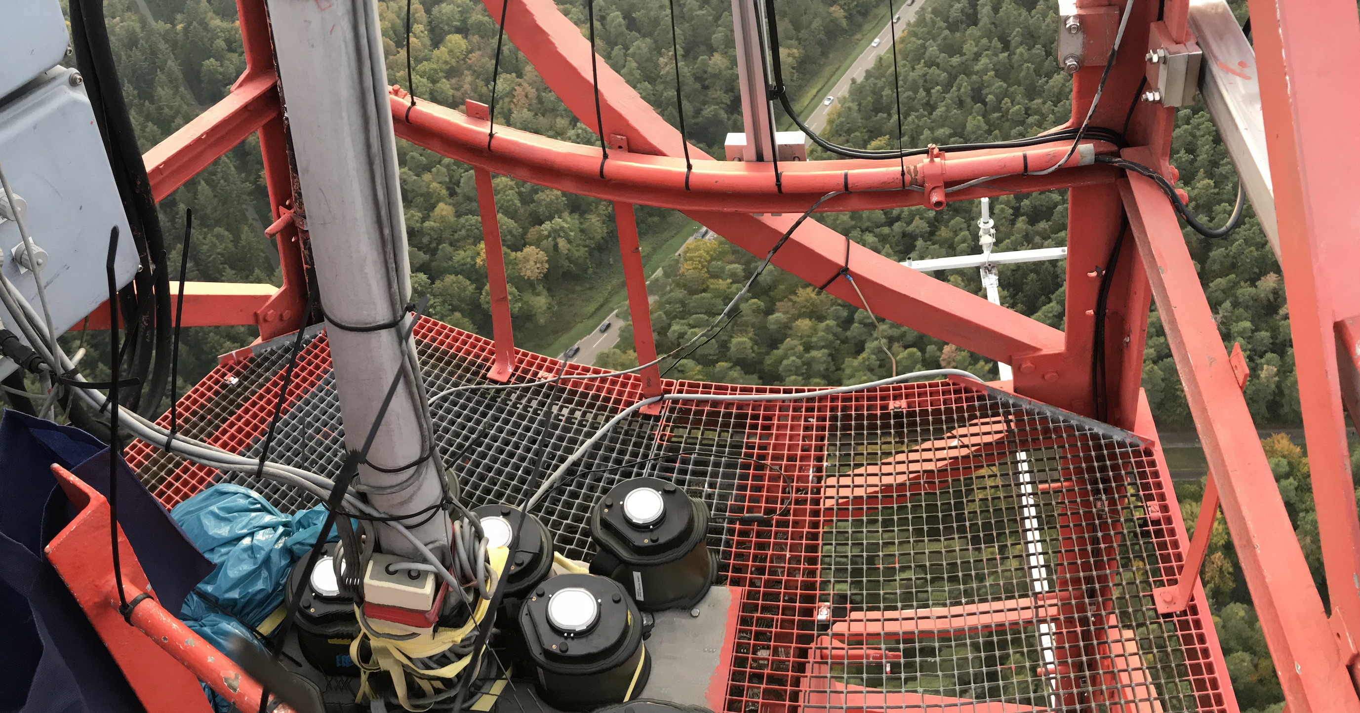 SASS® 3100 air samplers at the 200m platform of the KIT meteorological tower in Karlsruhe, Germany